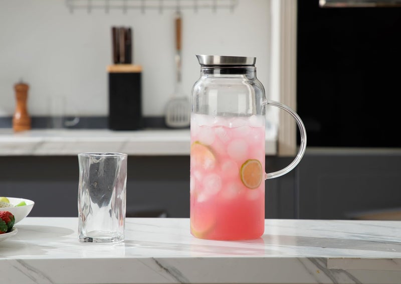 Purefold 68 Ounces Glass Pitcher with Lid, Hot/Cold Water jug for Coffee, Lemonade, Iced Sun Tea,Beverage, Milk - Image 5